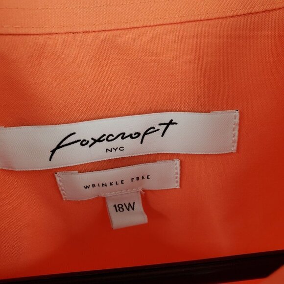Foxcroft Wrinkle Free Button Up Shirt Plus Size Short Sleeve 18 Womens Orange - Picture 5 of 12